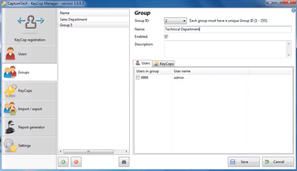 screenshot of KeyCop Manager
